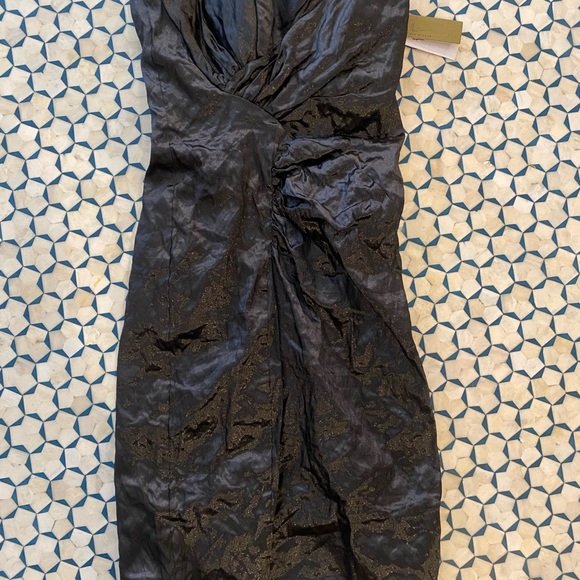 Nicole Miller Crinkle Metallic Strapless Cocktail Dress size 0 - Picture 6 of 6